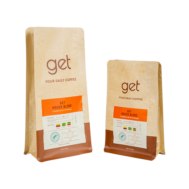 Saco de café com vedação de oito lados 250g-1kg Saco de café com vedação de oito lados 250g-1kg